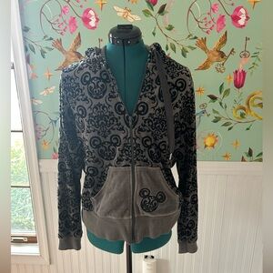 Used gray and black haunted mansion Mickey hoodie size large